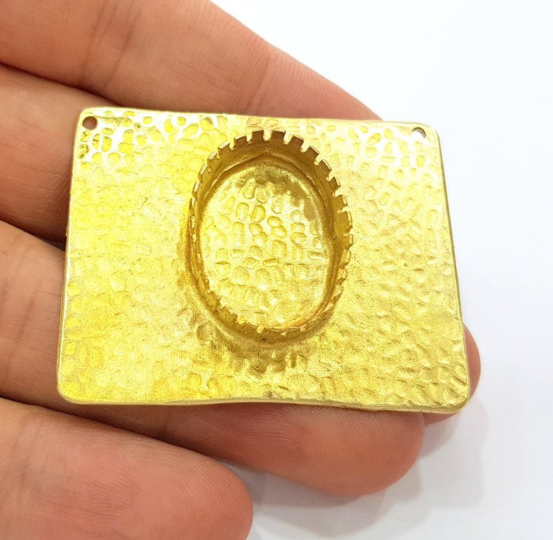 Raw Brass Pendant Blank Bezel Settings Base Blank Mountings Necklace Blank Cabochon Base G7847