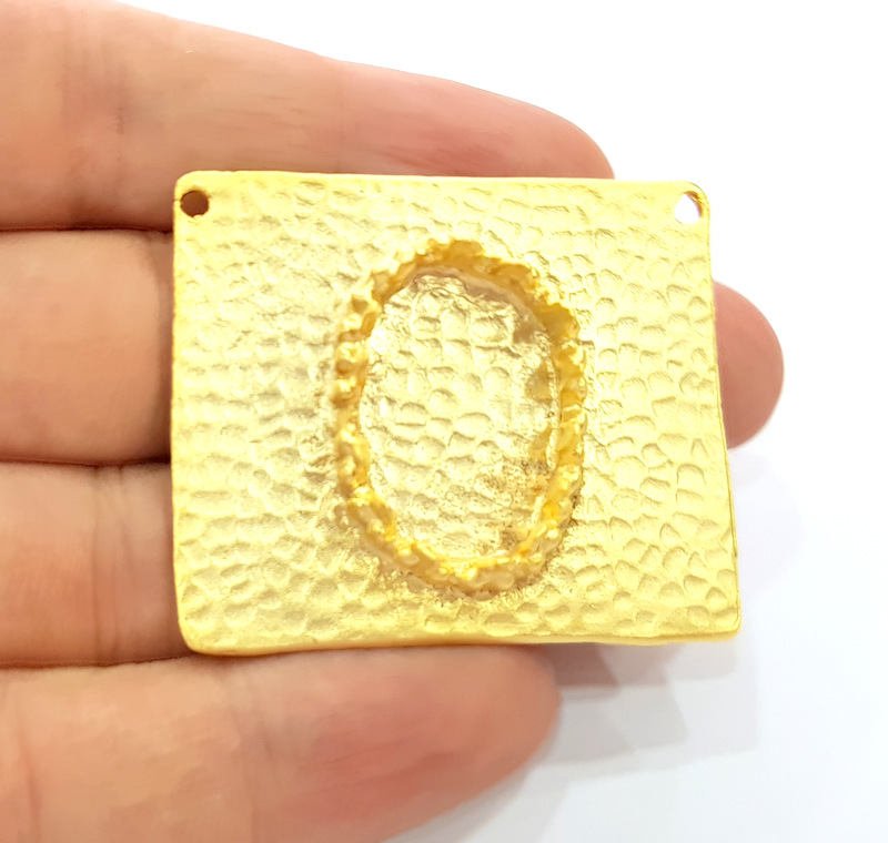 Gold Pendant Blank Base Setting Necklace Blank Resin Blank Mountings Gold Plated Brass G7850