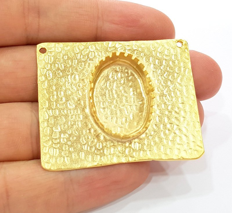 Gold Pendant Blank Base Setting Necklace Blank Resin Blank Mountings Gold Plated Brass G7850