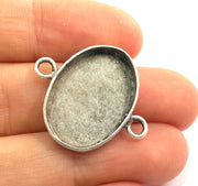 Silver Pendant Blank Bezel Base Setting Necklace Blank Mountings Antique Silver Plated Brass (24x17 mm blank) G7324