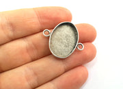 Silver Pendant Blank Bezel Base Setting Necklace Blank Mountings Antique Silver Plated Brass (24x17 mm blank) G7324