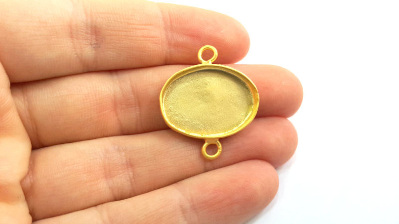 Gold Pendant Blank Base Setting Necklace Blank Mountings Gold Plated Brass (24x17 mm blank) G14408
