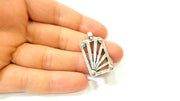 2 Silver Pendant Antique Silver Plated Pendants (36x20mm)  G7858