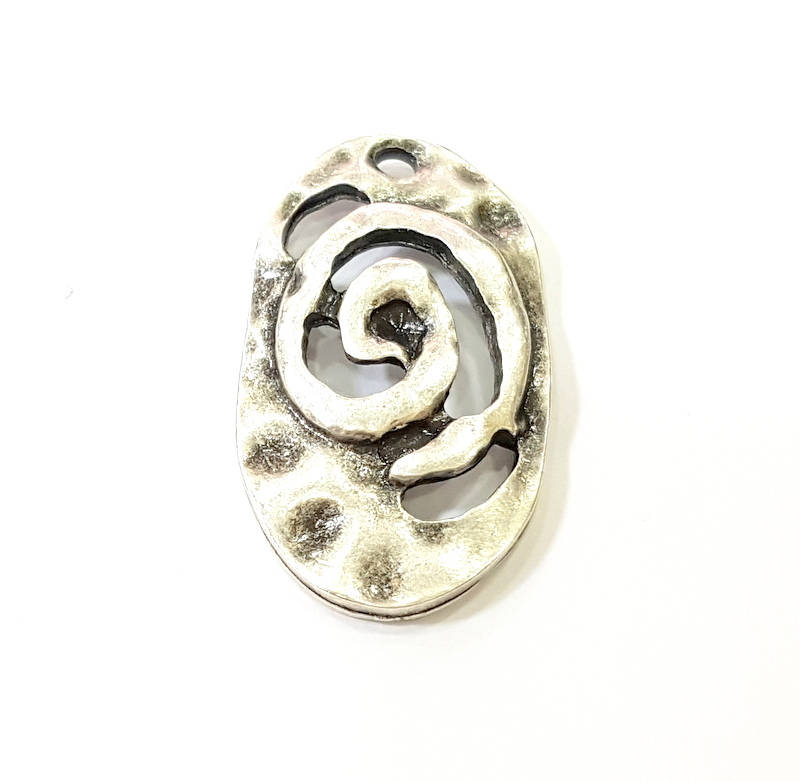 2 Silver Pendant Antique Silver Plated Pendants (36x20mm)  G7859