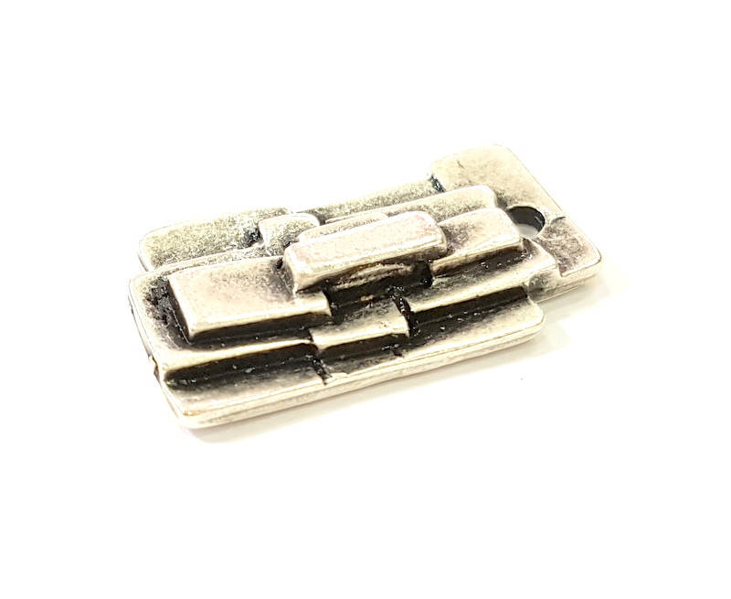 2 Silver Pendant Antique Silver Plated Pendants (29x17mm)  G7861