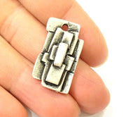 2 Silver Pendant Antique Silver Plated Pendants (29x17mm)  G7861