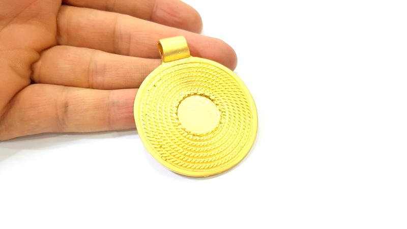 Gold Pendant Blank Pendants Gold Plated Pendant (51mm)  G7864