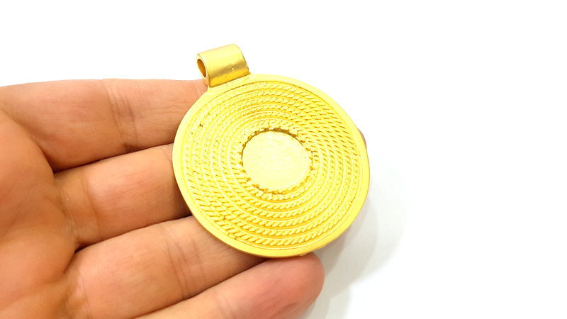 Gold Pendant Blank Pendants Gold Plated Pendant (51mm)  G7864