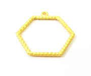 2 Gold Hexagon Charms Pendant Gold Plated Pendant (30mm)  G7866