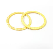 2 Gold Hammered Circle Charm Pendant Gold Plated Circle (47mm)  G7871