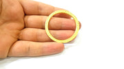 2 Gold Hammered Circle Charm Pendant Gold Plated Circle (47mm)  G7871