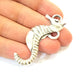 2 Silver Seahorse Pendant Antique Silver Plated Pendants (59x21mm)  G7873