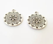 10 Silver Flower Charms Antique Silver Plated Charms  (18mm) G7882