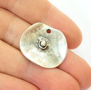 4 Silver Charms Antique Silver Plated Charms  (26x24mm) G8285