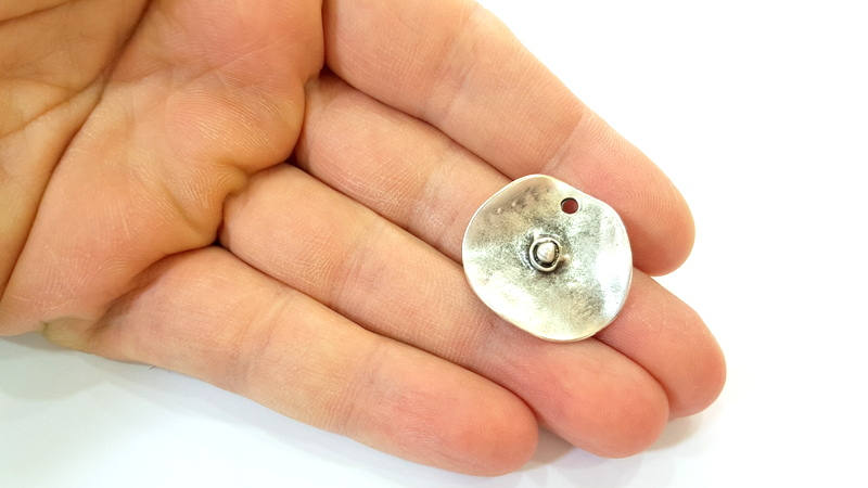 4 Silver Charms Antique Silver Plated Charms  (26x24mm) G8285