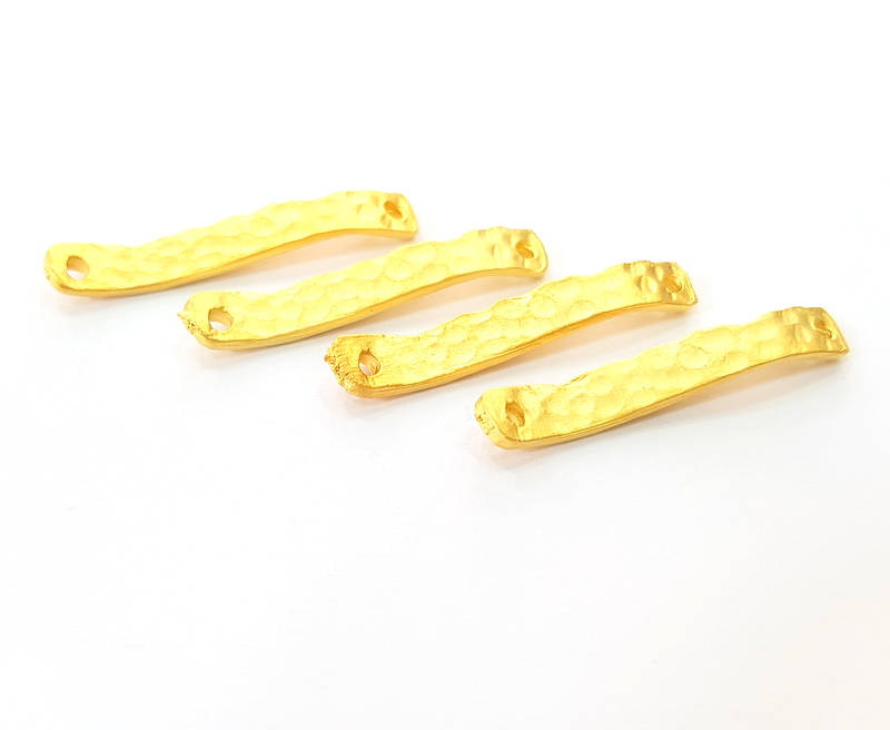 10 Gold Hammered Connector Gold Plated Connector (27x3mm) G7886