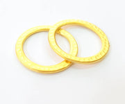 2 Gold Hammered Circle Charm Pendant Gold Plated Circle (28mm)  G7888