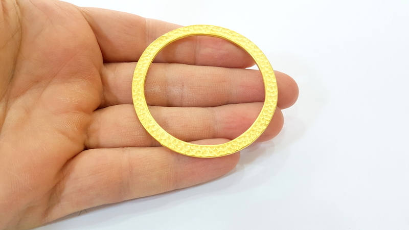 2 Large Circle  Findings Gold Hammered Circle Gold Plated Circle (58mm)  G7889