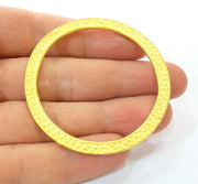 2 Large Circle  Findings Gold Hammered Circle Gold Plated Circle (58mm)  G7889