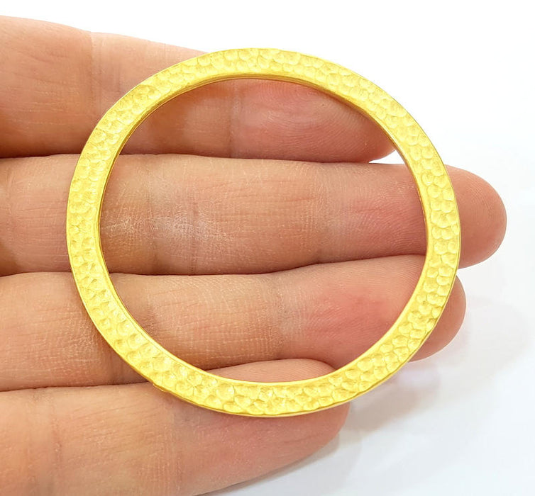 2 Large Circle  Findings Gold Hammered Circle Gold Plated Circle (58mm)  G7889