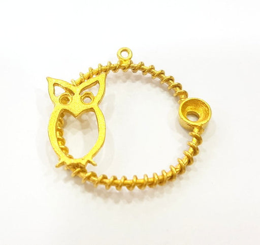 Raw Brass Owl Charms 22mm G14407