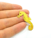2 Raw Brass Seahorse Charms 50x22 mm G7330