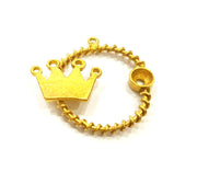 2 Raw Brass Crown Charms 22mm G7332
