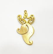 2 Raw Brass Pendant Blank  Patterned Pendant 38x19mm G7333