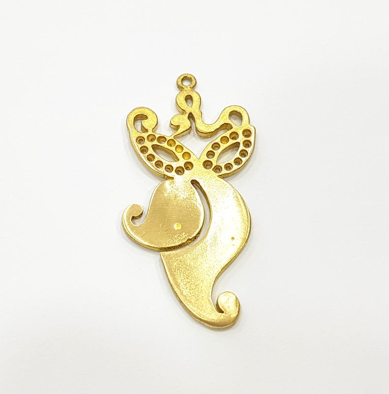 2 Raw Brass Pendant Blank  Patterned Pendant 38x19mm G7333
