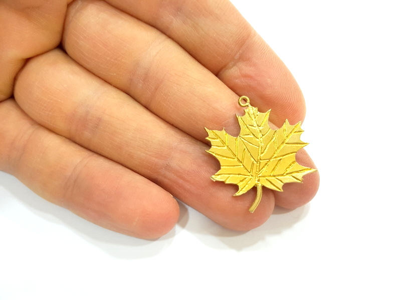 Raw Brass Maple Leaf Charms 28x26mm G7335