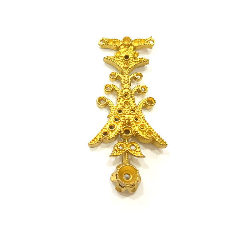 Raw Brass Pendant Blank Patterned Pendant 46x21mm G7336