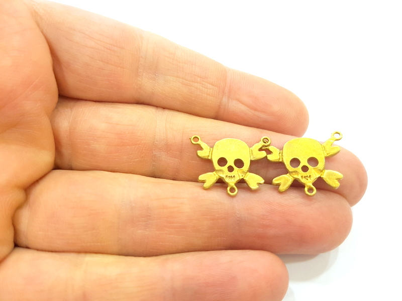 Raw Brass Skull Charms 20x15mm G7337