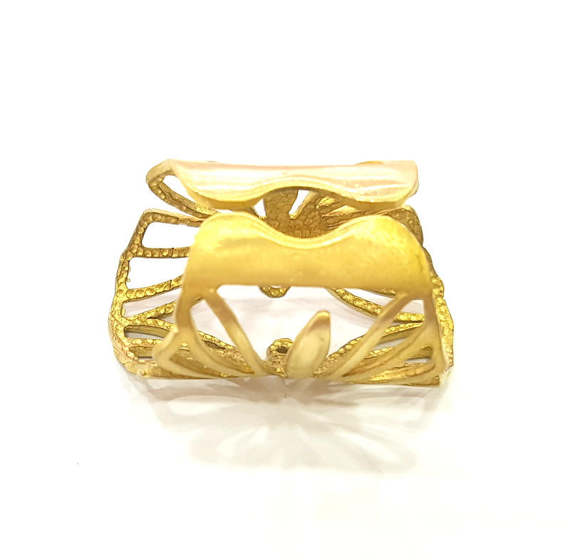Raw Brass Ring Blank Bezel Settings Cabochon Base Mountings Adjustable Ring ( 3mm blank ) G7338