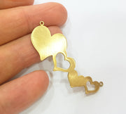 Raw Brass Heart Charms 50x20mm G7342