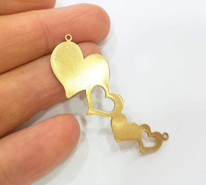 Raw Brass Heart Charms 50x20mm G7342