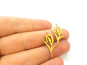 Raw Brass Tulip Charms 27x12mm G7345