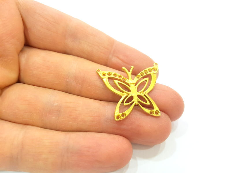2 Raw Brass Butterfly Charms 30x26mm G7346