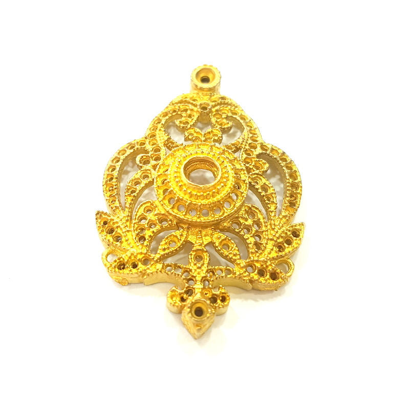 Raw Brass Pendant Blank Patterned Pendant 47x32mm G7347