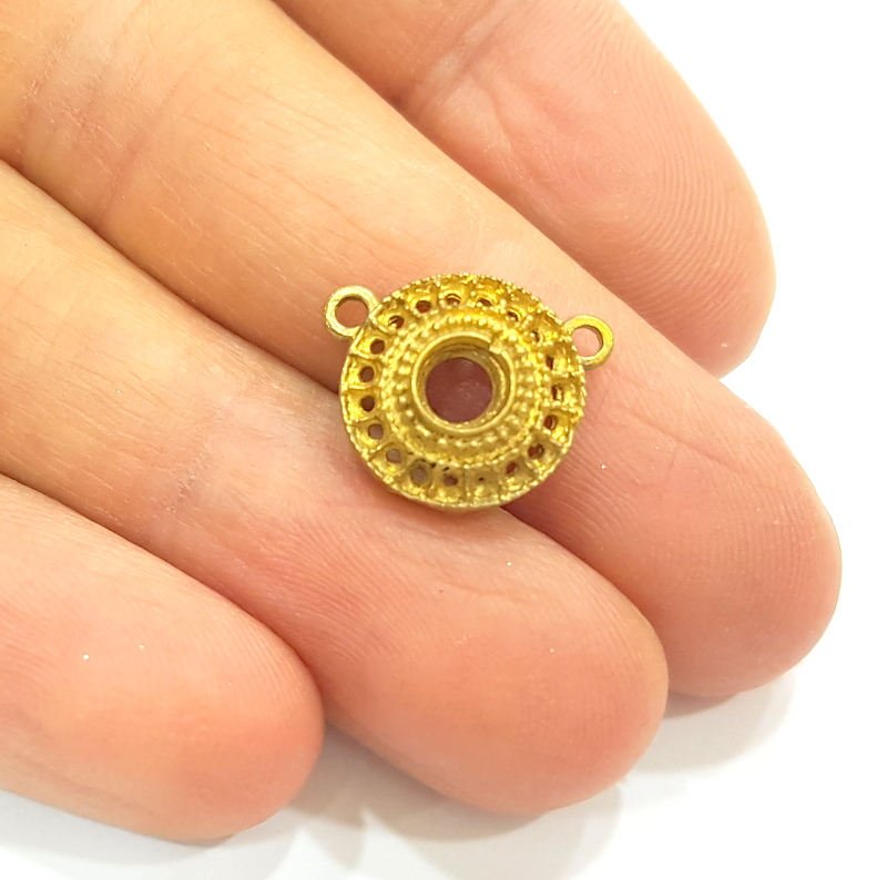 Raw Brass Pendant Blank Patterned Pendant 13mm G7352
