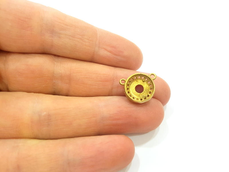 Raw Brass Pendant Blank Patterned Pendant 13mm G7352