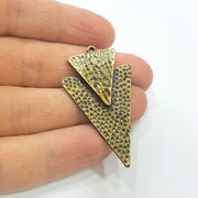 Antique Bronze Triangle Pendant Antique Bronze  Hammered Pendant  (48x29mm) G7358