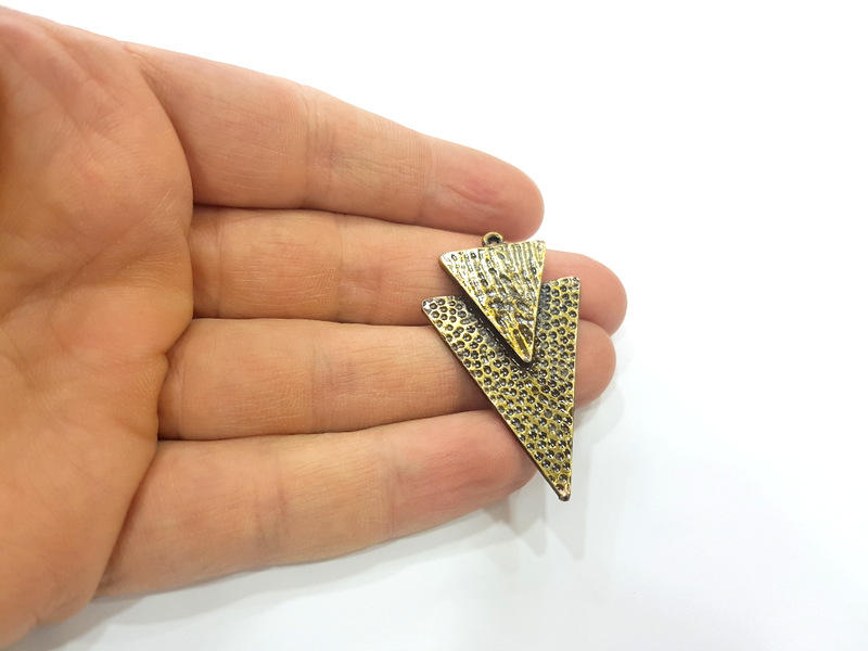 Antique Bronze Triangle Pendant Antique Bronze  Hammered Pendant  (48x29mm) G7358