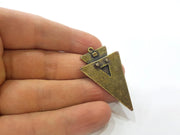 Antique Bronze Triangle Pendant Antique Bronze  Hammered Pendant  (48x29mm) G7358