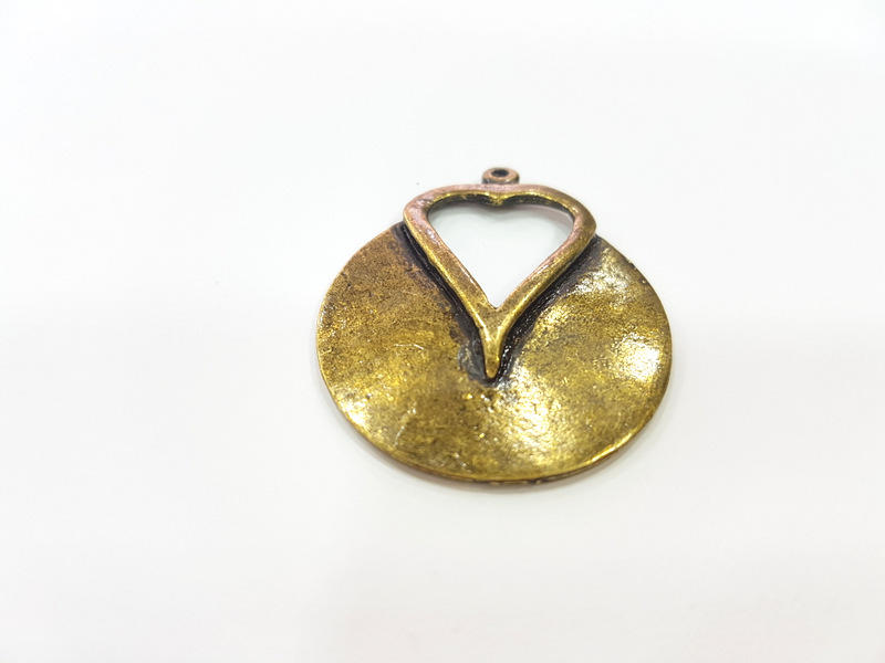 Antique Bronze Heart Pendant Antique Brass Plated Pendant  (42x35mm) G7361