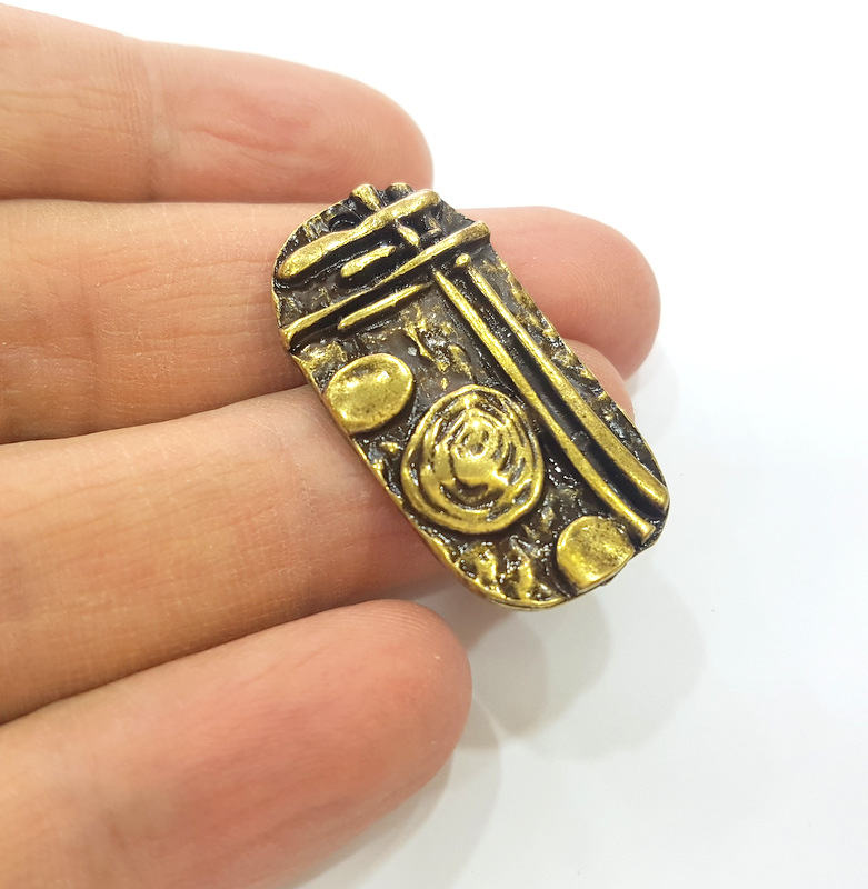 2 Antique Bronze Charms Antique Brass Charm  (36x19mm) G7365