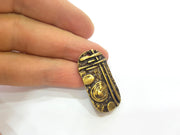 2 Antique Bronze Charms Antique Brass Charm  (36x19mm) G7365