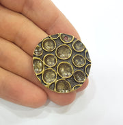 2 Antique Bronze Charms Antique Brass Plated Pendant (37mm) G7366