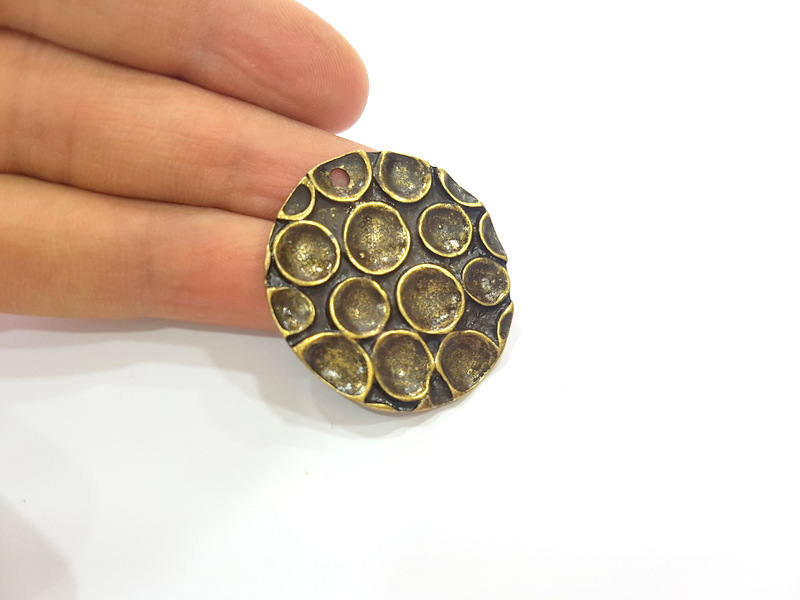 2 Antique Bronze Charms Antique Brass Plated Pendant (37mm) G7366