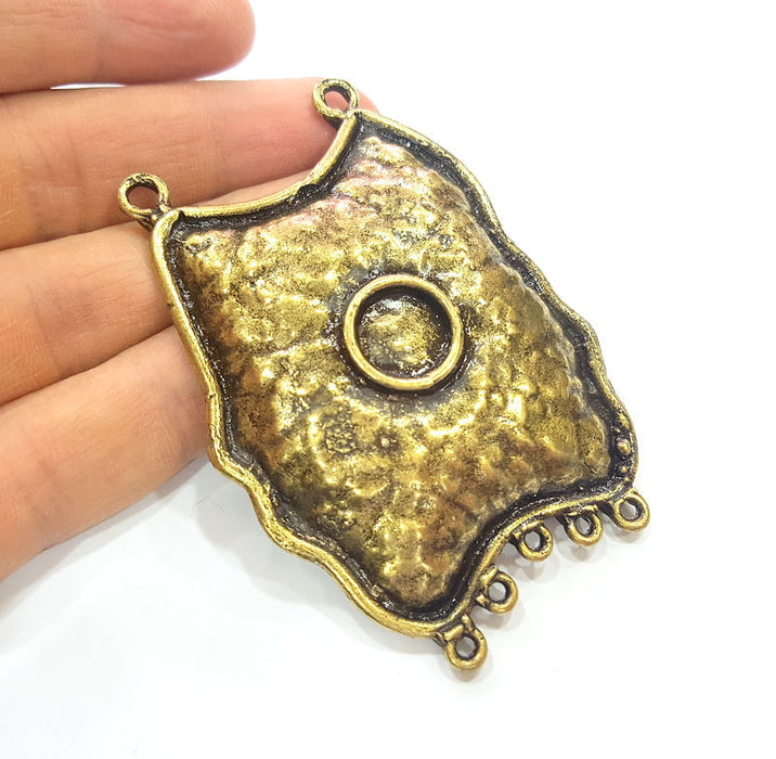 Antique Bronze Large Pendant Blank Antique Brass Plated Pendant (77x53mm) G7370