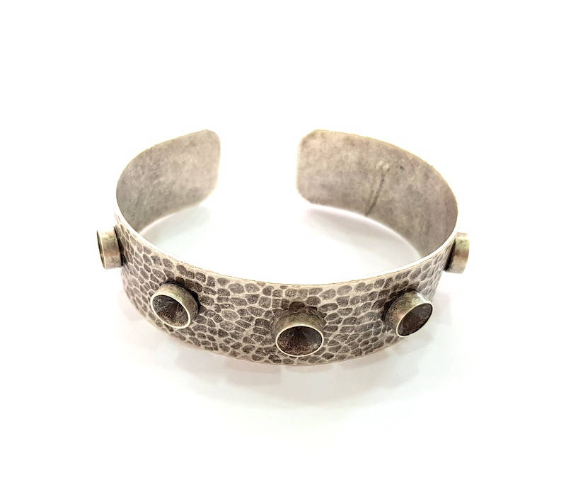 Bracelet Blanks Bangle Blanks Cuff Blanks Adjustable Hammered Bracelet Blank Antique Silver Plated Brass ( 8mm Blanks ) G8195